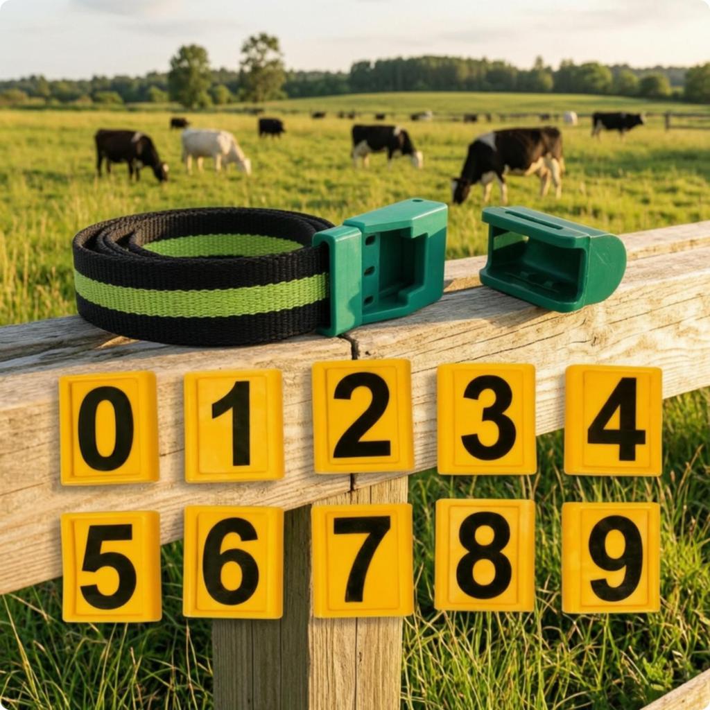 Cow Neck Strap with Identification Plates Woven Nylon for Farmers