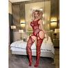 Sexy Lingerie Open Crotch Strap Halter Neck See-through Stockings One-piece Silk Stockings Women Hollow Out One-piece Tight-fitting Fishnet Dress