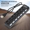 7 Port Hub USB Docking Station Black 480mbps with Switch for Overload Current Protection7 Ports Black
