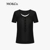 MO&Co. Women's Short Sleeve Slim-Fit Knit Polo Top
