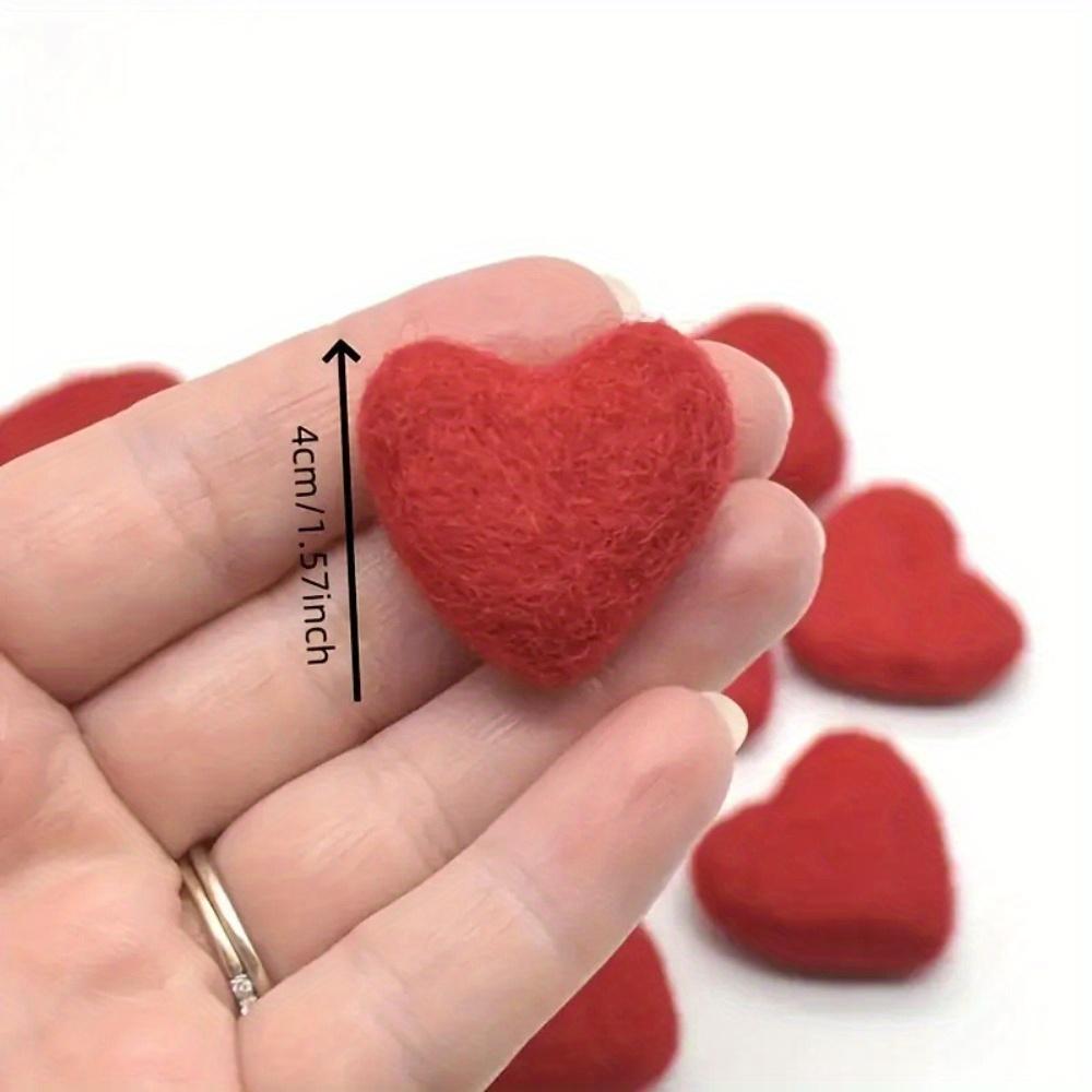 24pcs Valentine'S Day Felt Heart-Shaped Wool Balls | Suitable for Decorating Heart-Shaped Vases, Adding Decorative Wool Balls