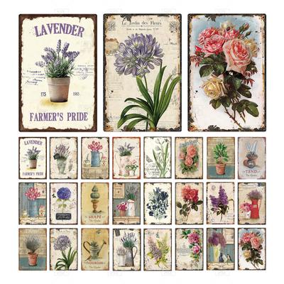 Plaque d'affiche en métal de fleur, signe métallique Vintage en étain, décor mural pour salle de grange, cuisine, Garage, peinture en fer