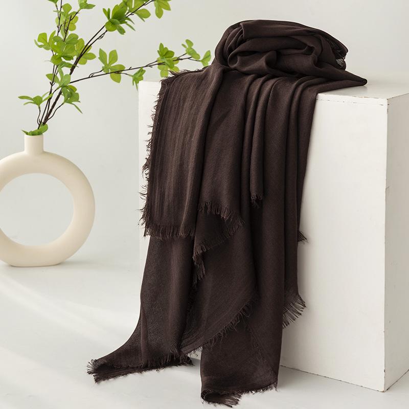 Spring & Summer Lightweight Sunscreen Shawl: Imitation Cotton-Linen, High-End Silk Gauze Scarf, Solid Color for Women