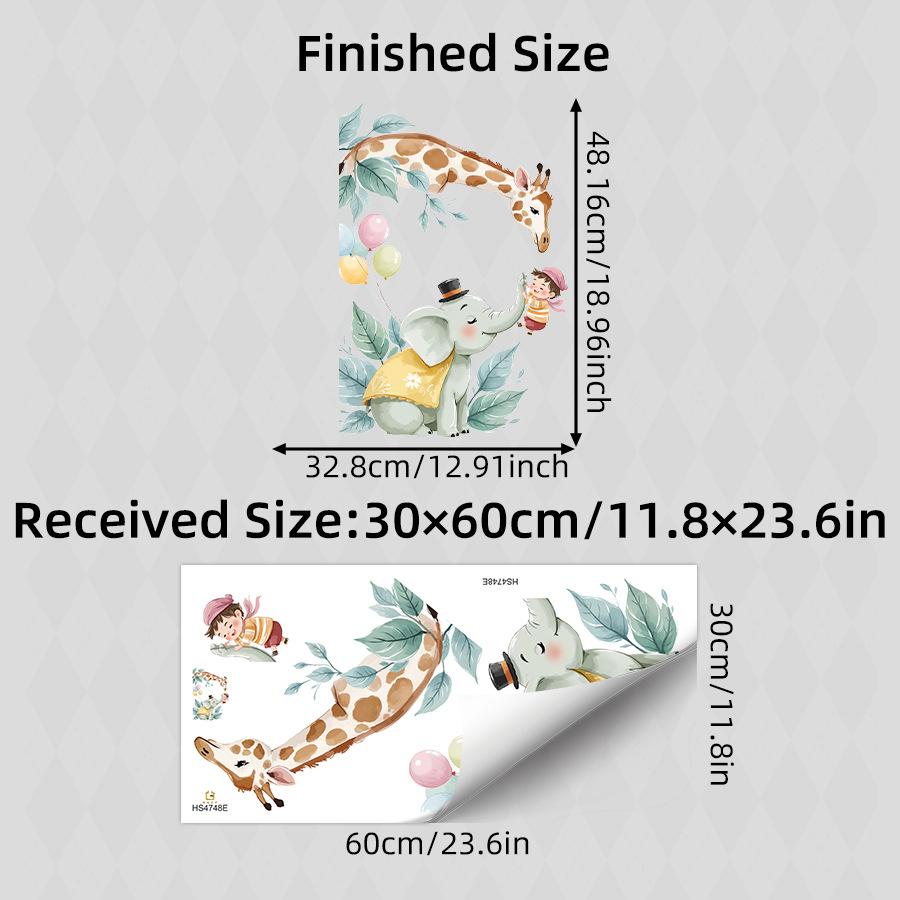 

Watercolor Giraffe Elephant Little Boy Wall Sticker for Baby Room Bedroom Nursery Cute Home Decor 30x60CM разноцветный