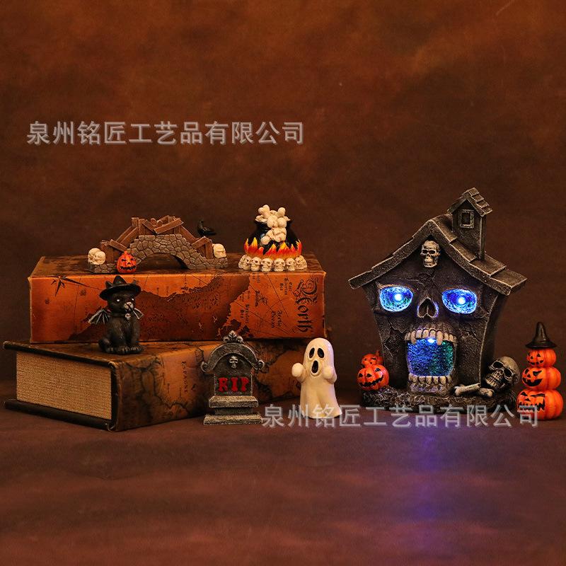Halloween Spukhaus Solarlicht Harz Ornament Spukfest Geheimer Raum Horror A Piao Arrangement Requisiten Atmosphärische Ornamente