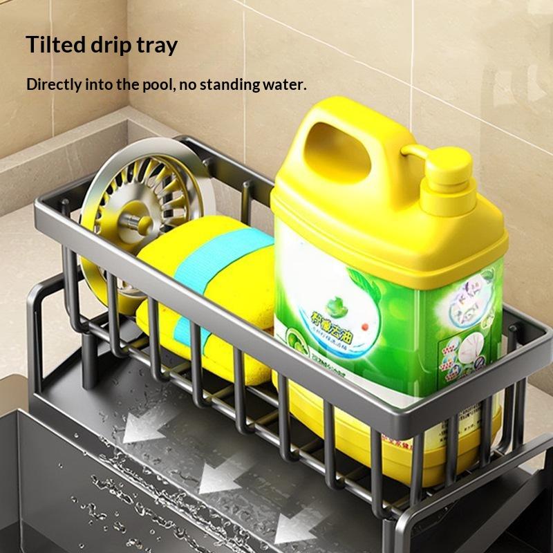 Kitchen Sink Storage Drying Rack Countertop Sponge Brush Holder Multifunctional Drain Organizer For Kitchen Counter Storage