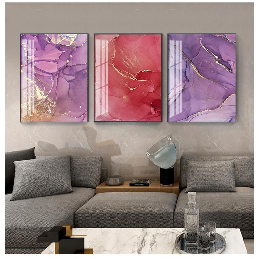 Nordic Print Scandinavian Decoration Picture Modern Abstract Beautiful Colorful Golden Petals Ink Canvas Painting Wall Art