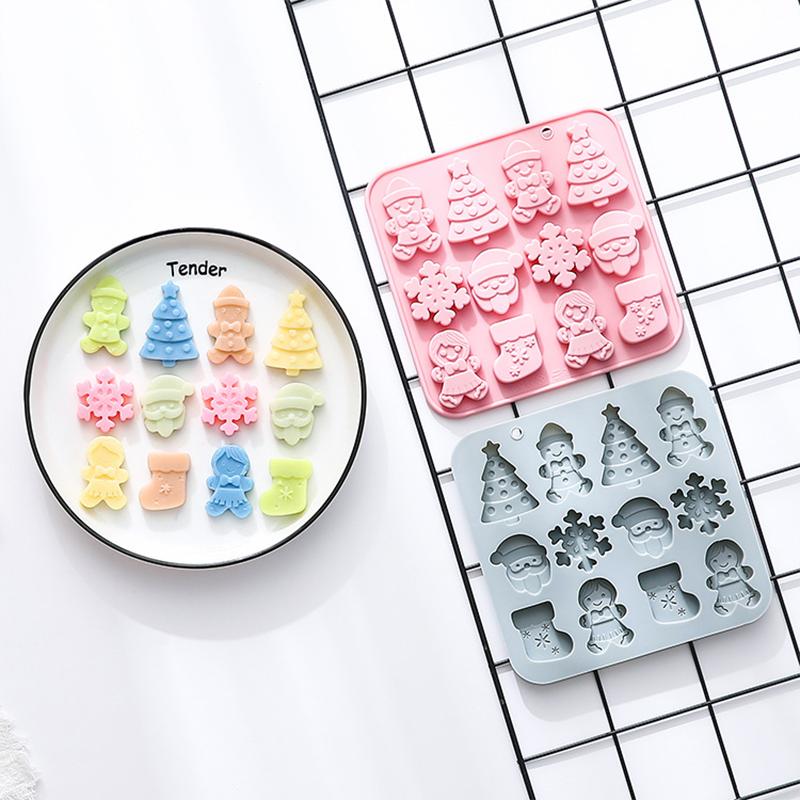 Christmas Silicone Molds Gingerbread Man Santa Claus And Sock-Shaped Baking Molds Perfect For Christmas Party Desserts