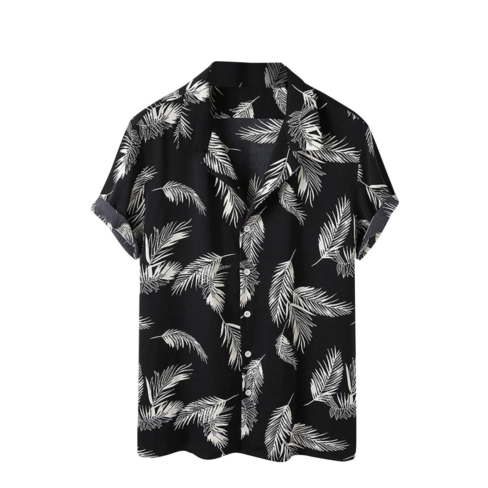 

Мужская летняя повседневная рубашка с короткими рукавами и отворотом в гавайском стиле с принтом, рубашка для пляжного отдыха XXXL