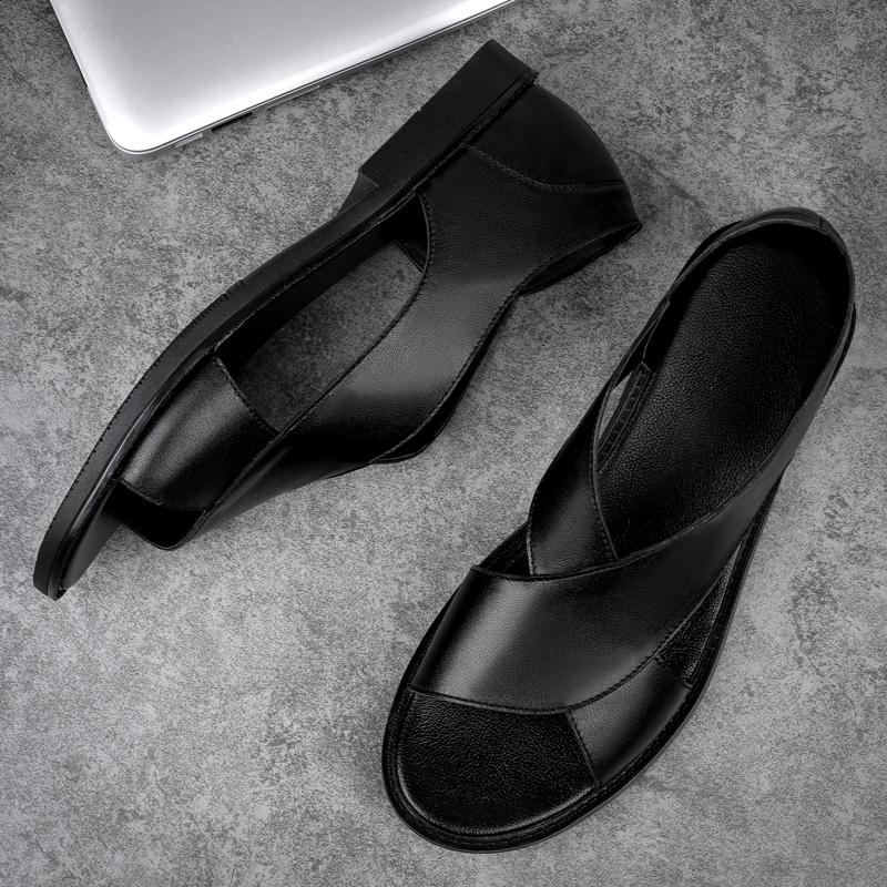 Brand Men Genuine Leather Sandals Soft Healthy Slippers Casual Sneakers Newest Luxury Shoes Men Simple Style Summer Beach Sandalias