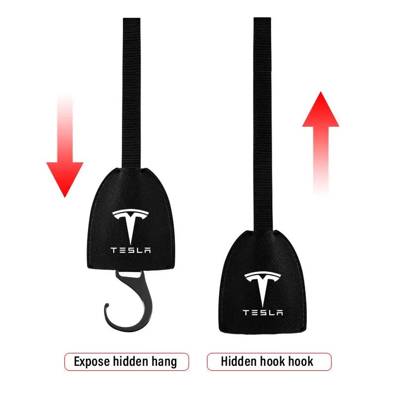 Center Hub Cap Leather Car Seat Back Hooks Hanging Bag Rack Interior Goods for Tesla Model 3 X Y 2016-2020 Decals TM3 TMX Decal