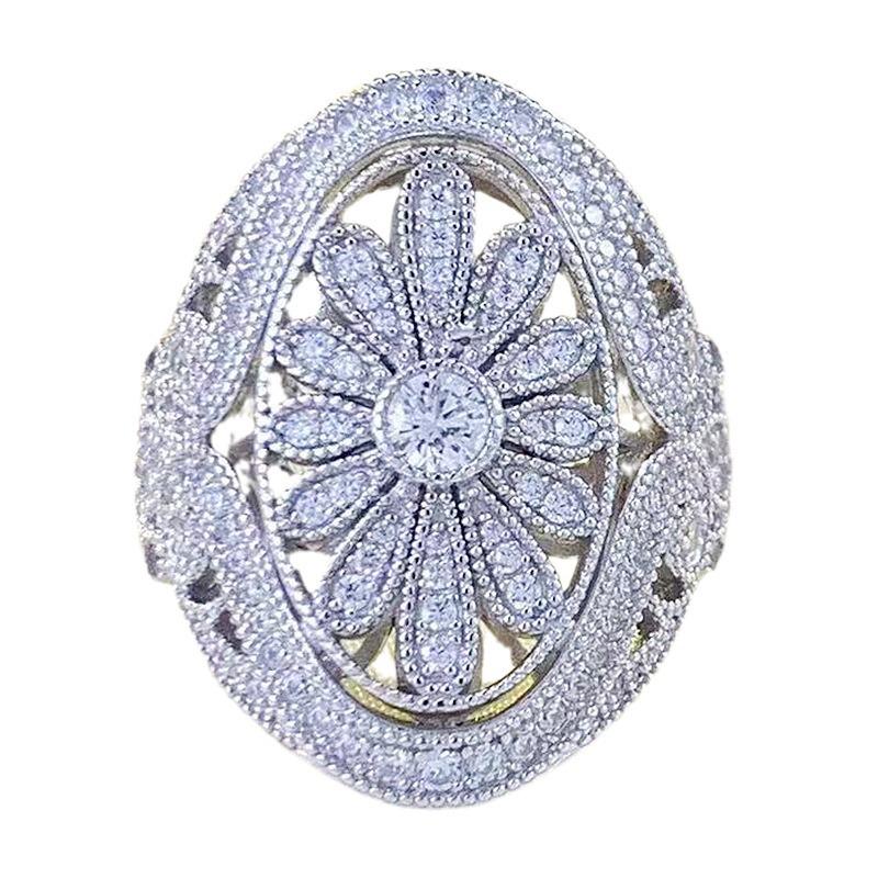 Zhuo Zhifan 2023 S925 Silver Gold-Plated Oval Ring with Diamonds