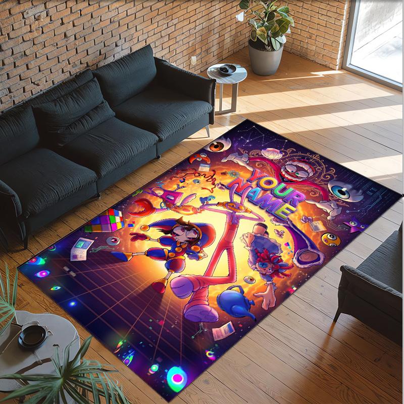 Personalized Crystal Velvet Carpet Custom Name Text,The Amazing Digital Circus Anti Slip Area Rug For Home Decoration