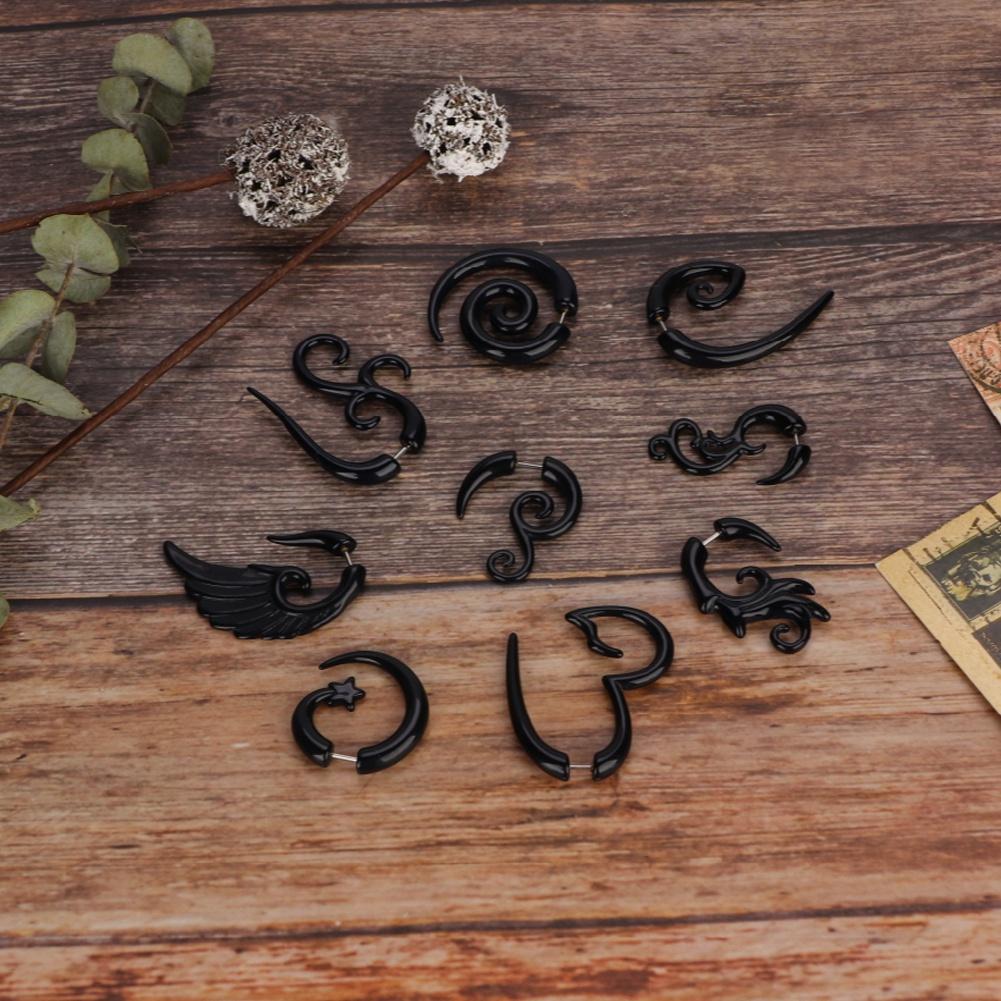 9pcs / Set Acrylic Earrings Punk Style Ear Stud Piercing Jewelry