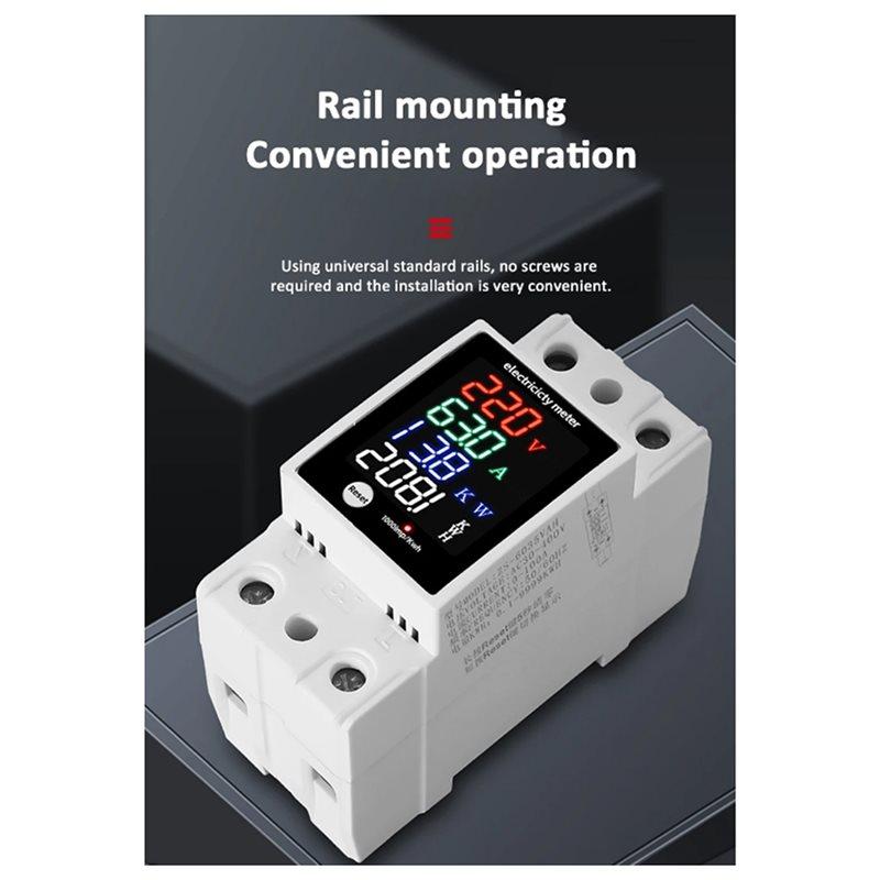 SHGO-ZS-6035VAKW Digital Energy Meter AC30-400V Electricity Usage Monitor Din Rail Voltmeter Ammeter Watt Kwh Frequency