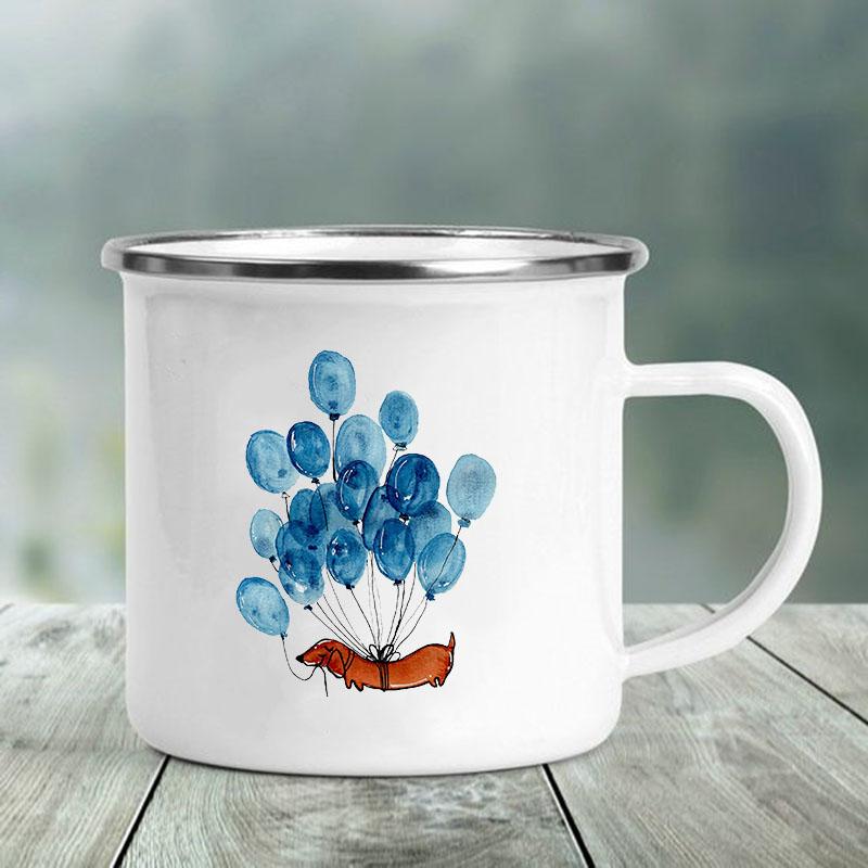 Cute Animal Letter Print Mugs Creative Glass Coffee Tea Cup Personalized Gifts Enamel Mug Kawaii Drinkware Cofee Cups Friends