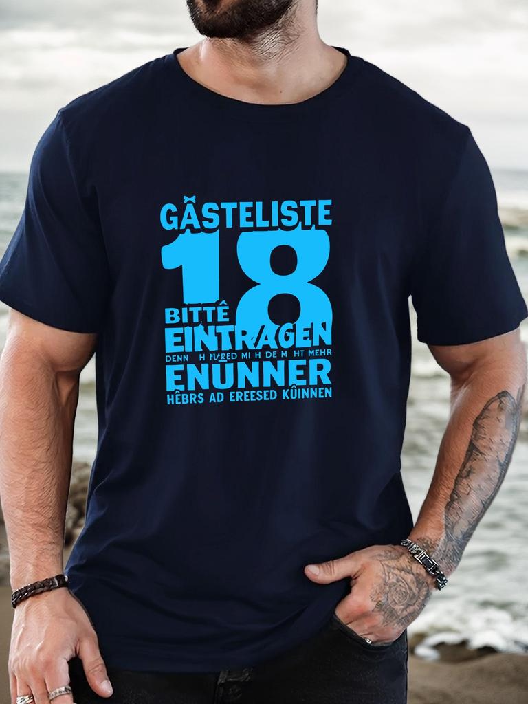 Mens GÄSTELISTE 18 Pattern Cotton Printed TShirt Summer Casual Oversized Round Neck Short Sleeve Comfortable Daily Wear Tee