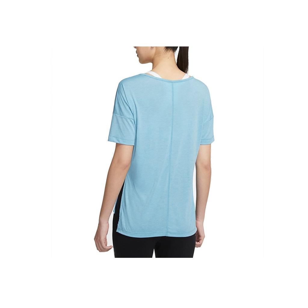 Nike Yoga Fitness Short Sleeve T-Shirt Women Tops Blue CJ9327-424