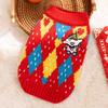 Thick Knit Plaid Pet Sweater Dogs Cats - Winter Holiday Outfit In Yellow Red