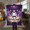 1PC Kuromi Print Flannel Blanket, High quality All Seasons, Home Decor, Warmth and Comfort, Perfect for Christmas Gifts