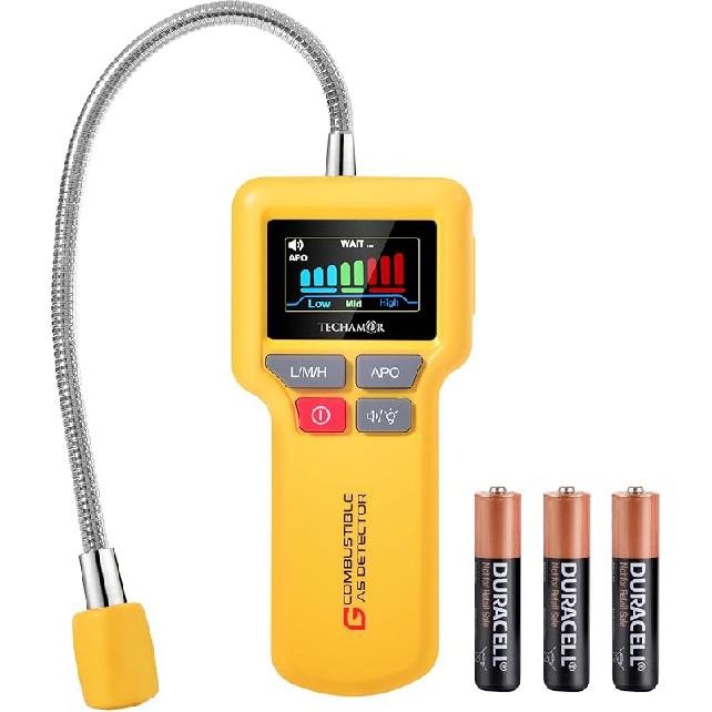 Gas Leak Detector, Protectmeter Natural Gas Leak Detector for Home/RV, Portable Propane Gas Detector with Audio & Video Alarm (Yellow)