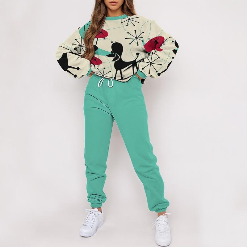 1116 New Spring and Autumn Comfortable and Casual 1D Abstract Cat Printing Set