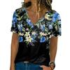 Summer New Women's T-shirt 3D Printed V-neck Short Sleeve