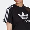 Adidas Originals Trefoil Large Logo Striped Print Spliced Casual Crew Neck Short Sleeve Drop Shoulder T-Shirt Women T-Shirt Black HC7039
