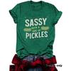 Women's Summer Round Neck Short Sleeve T-shirt Playful Cucumber Pattern Print Comfort T-shirt