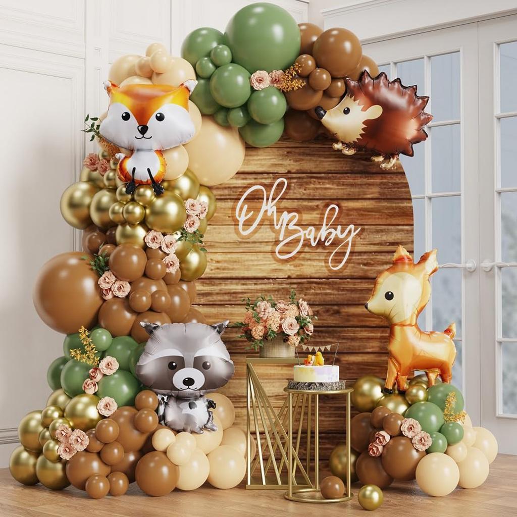 Jungle Animal Wild One Balloon Garland Arch Backdrop  For Baby Shower 1st Birthday Party Supplies