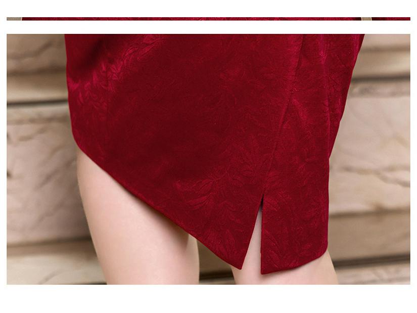 2025 Autumn Collection Wine Red Qipao Dress - Elegant Two-Piece Wedding Banquet Outfit