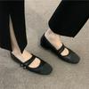 New Women's Flats Patchwork Double Buckle Shoes Black Toe Leather  For Female Spring Autumn Zapatos Mujer
