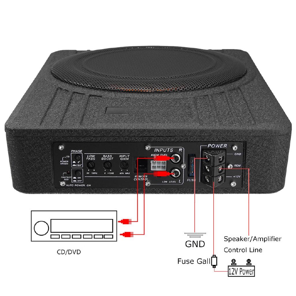 25A Car Under Seat Subwoofer Speaker Vehicle Super Slim Active Subwoofer Sub Amplifier 600W Auto Enclosed Subwoofer System New