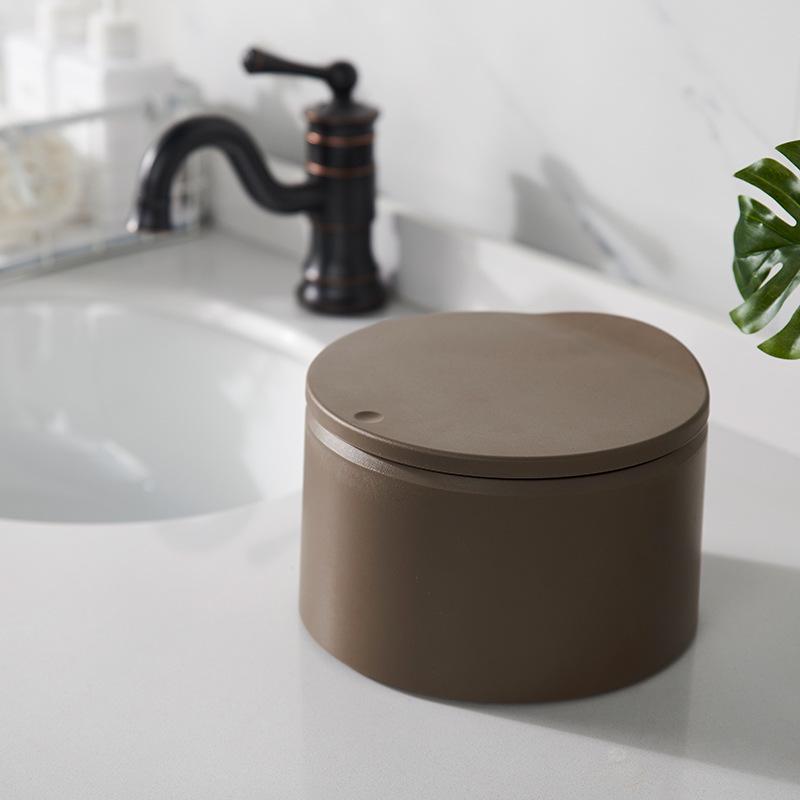 Nordic Mini Desktop Trash Can with Lid - Cute Press-Type Waste Basket for Dining, Bedside, or Coffee Table