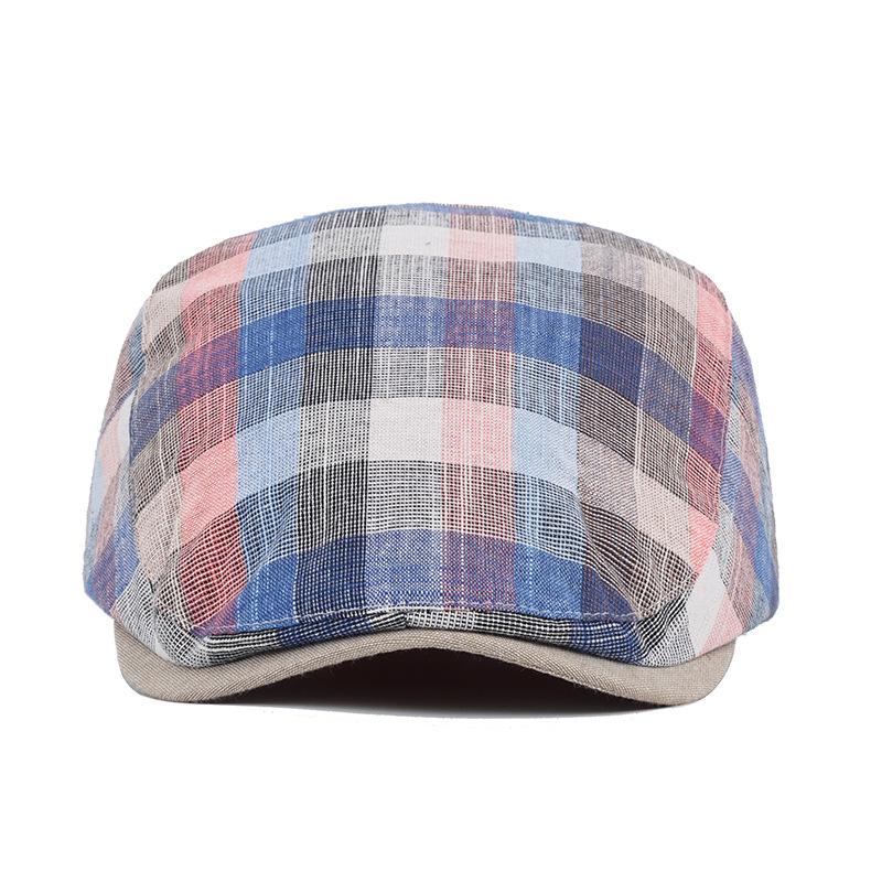 Women's Plaid Square Newsboy Hat Beret Spring and Summer Duckbill Hat Vintage British Sunshade Breathable Forward Hat Adjustable Size