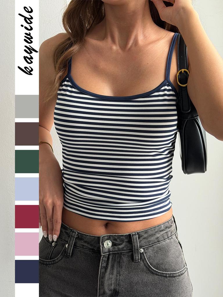 Di Yun Y2K Gestreiftes Trägertop West T-Shirt für Damen - Sommerkollektion 2026