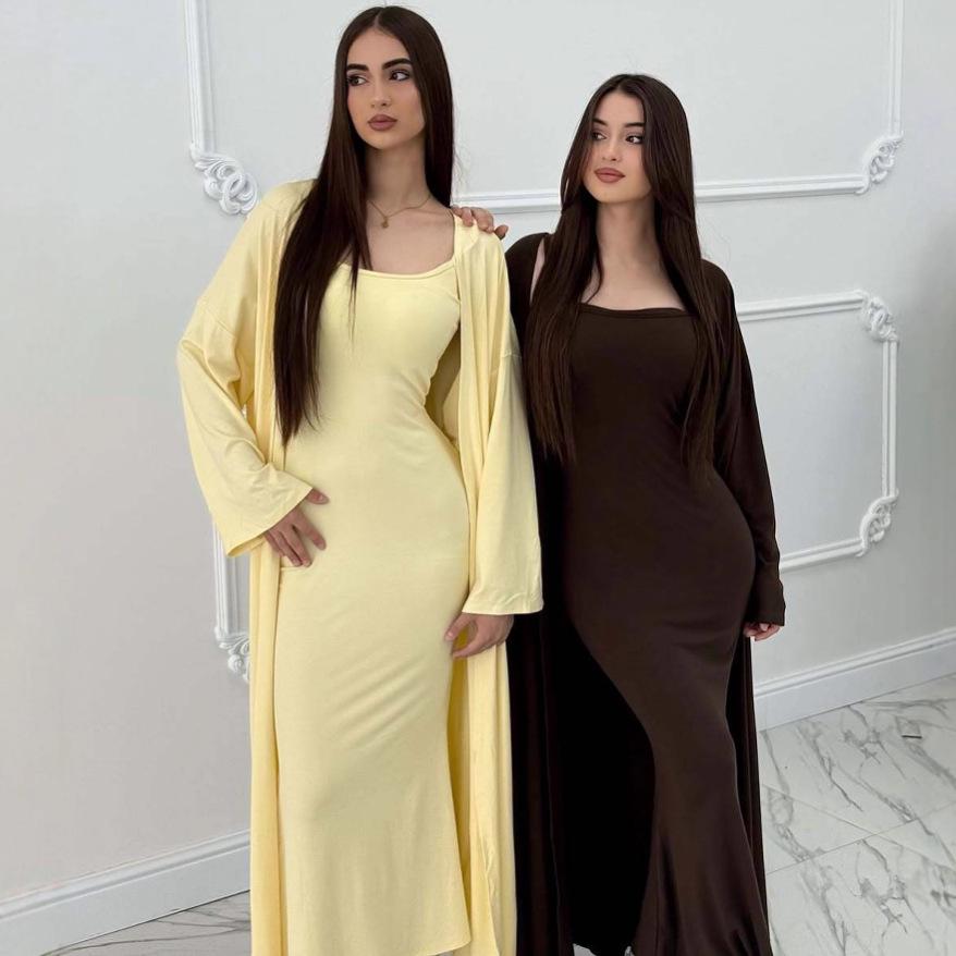 2025 Summer European & American Women's Cape Bodycon Dress - Long-Sleeve, Round Neck, Fashionable