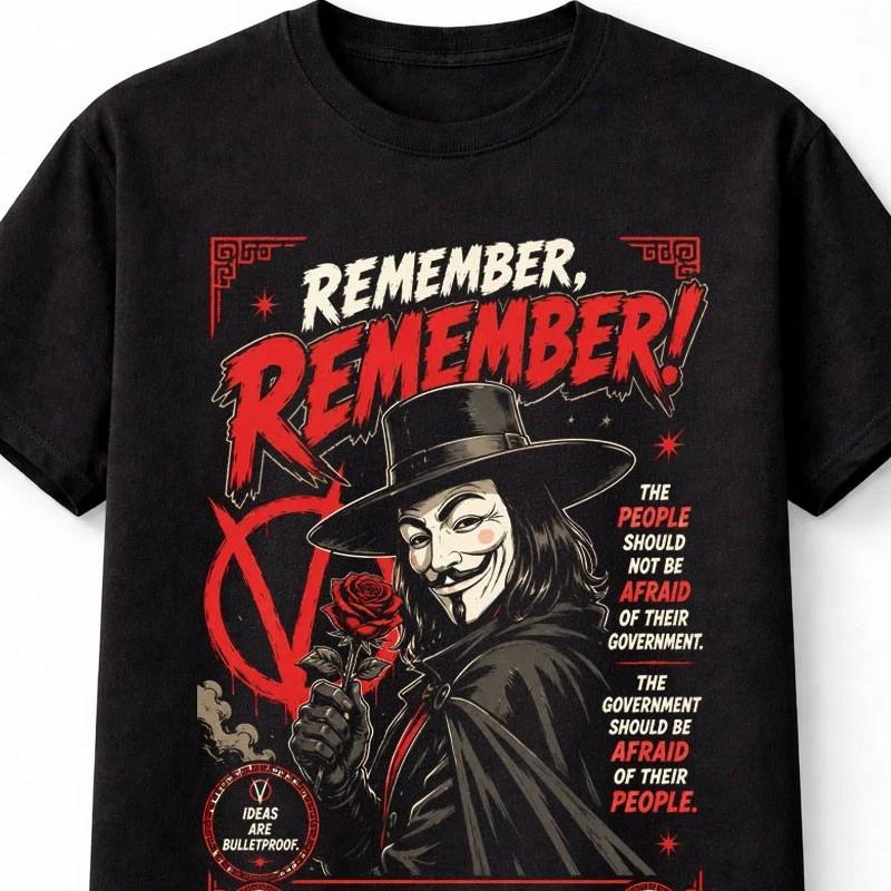 Guy Fawkes Vendetta Remember Remember Freedom Unisex TShirt S