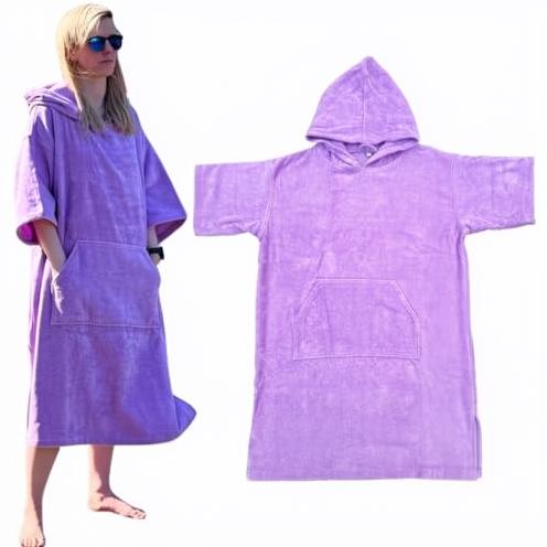 Quick Dry Terry Towelling Surf Sand Free Hooded Poncho Towel with Loose Fit for Beach Use All Seasons Adults (Gray,One Size) серый