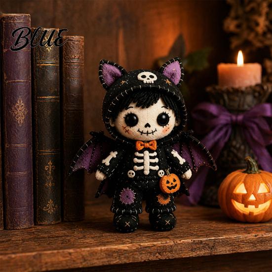 Halloween Sewing Project Skeleton Witch Patchwork Kit Gothic Girl Doll DIY Step-by-step Tutorial Kit for Adults Teens Handmade Gift Beginners