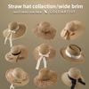Straw Hat Women's Summer Beach Hat Sun Protection UV Protection Sun Hat Large Brim Straw Visor