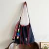 Leisure Denim Shoulder Bag Large Capacity Casual Canvas Bag Simple Drawstring Tote Bag  Women