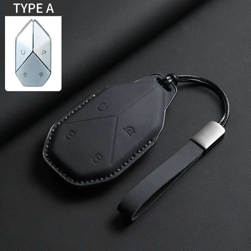 

Leather Car Key Case Shell For Byd Formula Leopard 5 Fangchengbao 5 23-24 Remote Key Cover Keychain Protector Accessories
