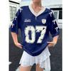 Latest Women's No.07 Letters Printed V-Neck Short Sleeve Summer Soccer Jersey Loose Casual Sports Women's Pajamas T-Shirt Y2k
