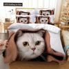 3D Cat Cute Kitten Pattern Duvet Cover Cat Kids Bedroom Decoration Cat Bedding Set For Women Girls Boys Gifts With Zipper 3pcs