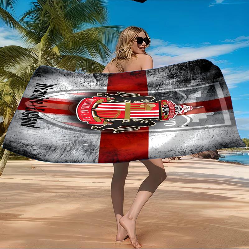 Sunderland Crest Beach Towel Microfiber Beach Towel, Lightweight and Quick-Dry, for Summer Travel, Swimming Pool Fan Birthday Gift