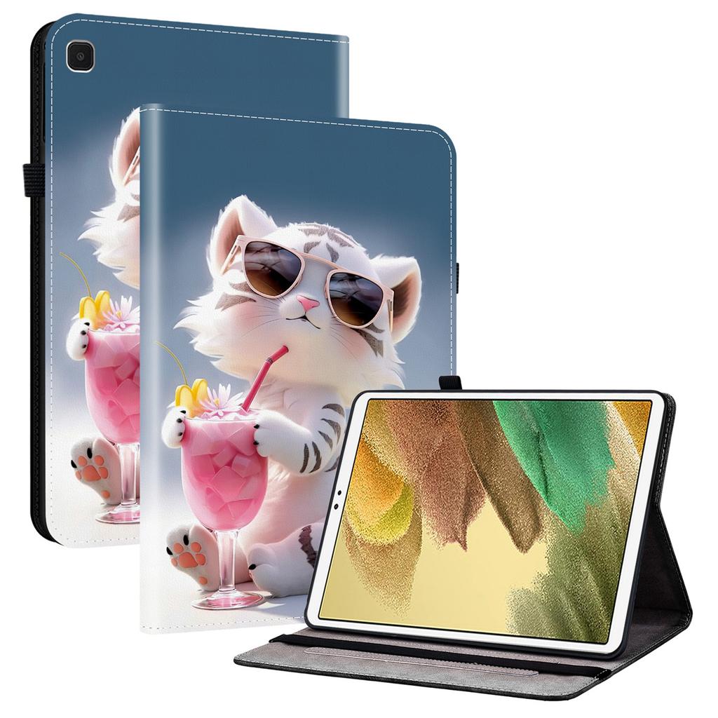 For Samsung Galaxy Tab A7 Lite 8.7-inch T220/T225 Leather Case Pattern Printed Stand Tablet Cover with Card Slots