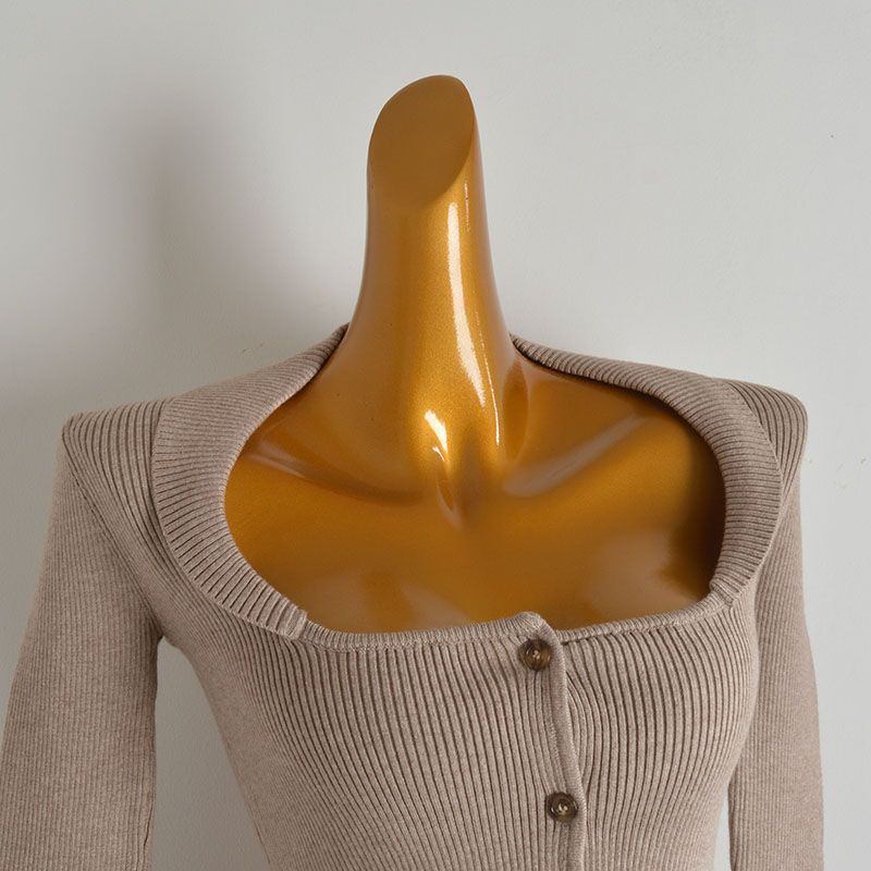 Sexy Sexy U Lapel Single Breasted Knitting Cardigan Women's Clothes Spring and Autumn Slim Fit Short Chic Long-Sleeved Versatile Top