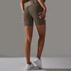 Einfarbige Jacquard-High-Waist-Taillen-Hüftlift-Yoga-Shorts Lauf-Fitness-Dreiviertelhose Damen