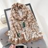 Spring and Autumn New Creative Thousand Birds Grid Floral Printed Scarf Women's Travel Photography Photography with Thin Shawl